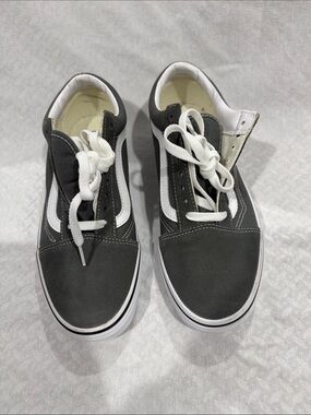 Vans Old Skool Gray with White Stripe Low-Top Sneakers.